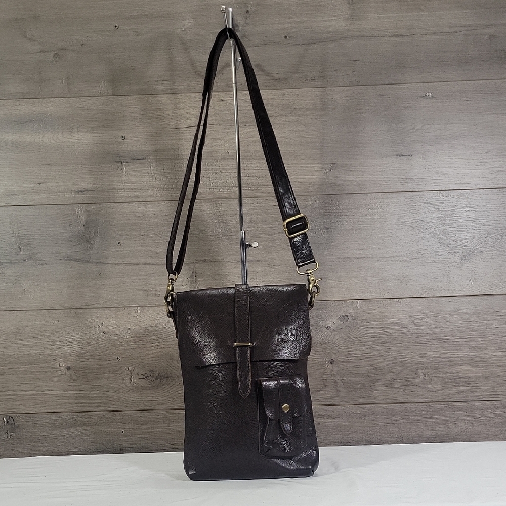 Mens F 29 Brown Durable Leather Crossbody Messenger Bag